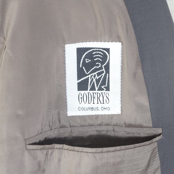 Mani Olive Godfrys Men's Coat Blazer Gray Double Breasted 40R